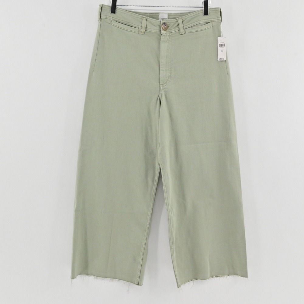 Anthropologie Maeve Colette Cropped Wide Leg Pants Womens Size 32 Moss Green